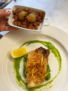Entree Platessa alla Romana with Pea and Parsley Puree