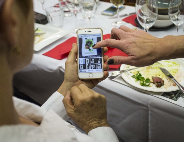 Looking at photos