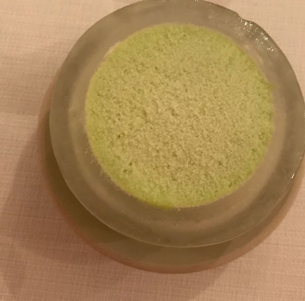 12Dessert Celery and lemon verbena Ice served in ice frozen cup 